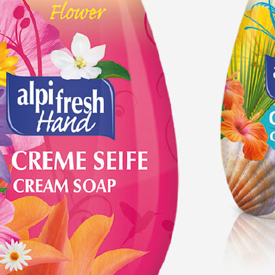 Packaging design for a line of liquid soaps