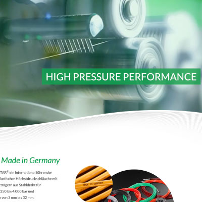 Website für einen Hersteller von Höchstdruckschläuchen und anderen Lösungen für verschiedene Industriesegmente